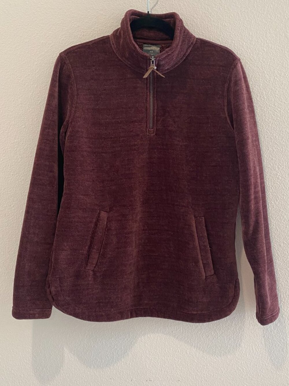 32 Degrees Heat Chenille 1/4 Zip Pullover Sherpa Teddy Lined Burgundy Small